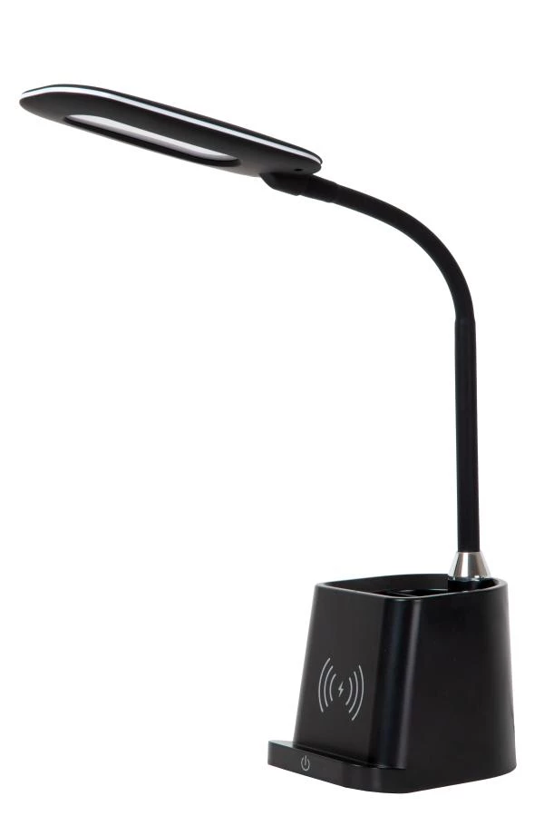 Lucide PENNY - Bureaulamp - LED Dimb. - 1x4,7W 3000K - Met draadloze oplader - Zwart - uit